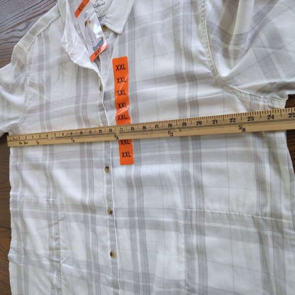 Jach's Girlfriend XXL White & Gray Cozy Plaid Flannel Button down soft Shirt XXL - Picture 11 of 14